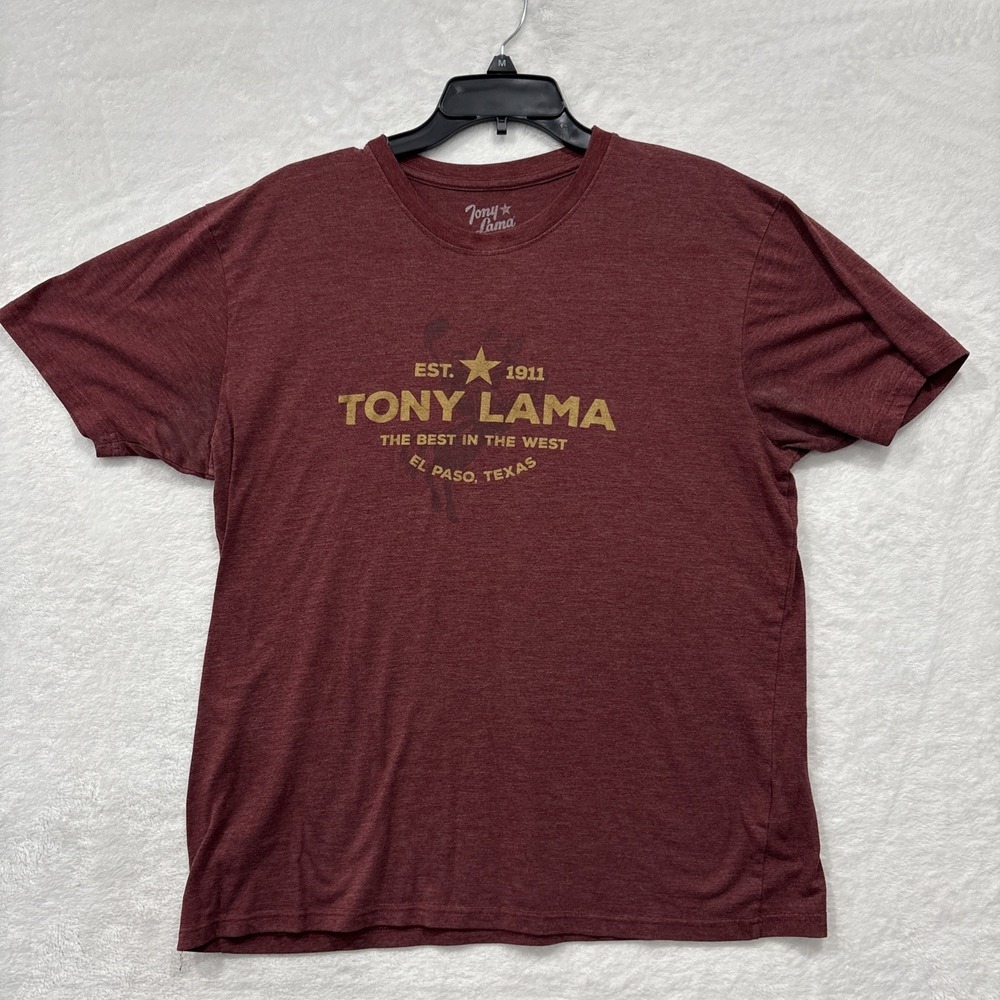 Tony Lama Tshirt , Extra Large, Maroon With Graphic On Front